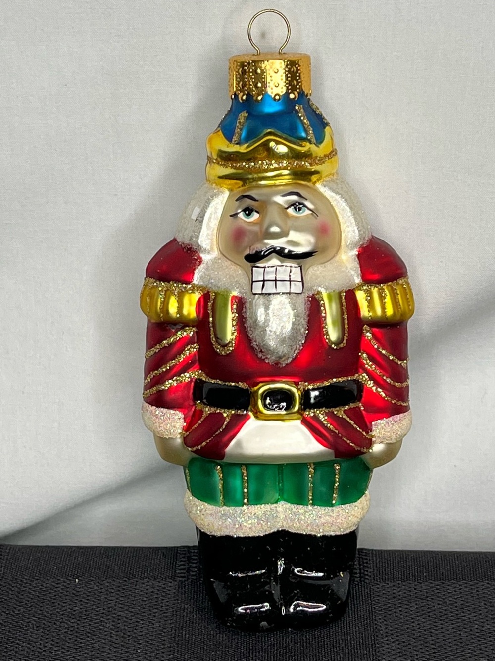 Vintage Unique Treasures Blown Glass Nutcracker Christmas Ornament With Glitter